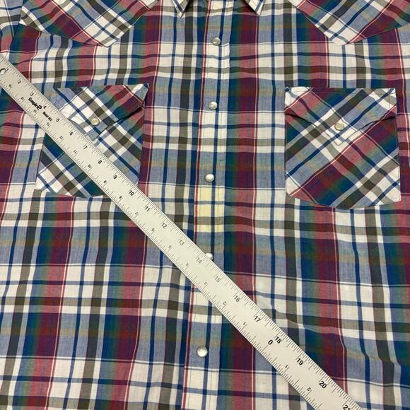 Ely Cattleman Red Tartan Plaid Mens 2XL Cowboy‎ Western Rodeo Pearl Snap Shirt - Picture 5 of 9